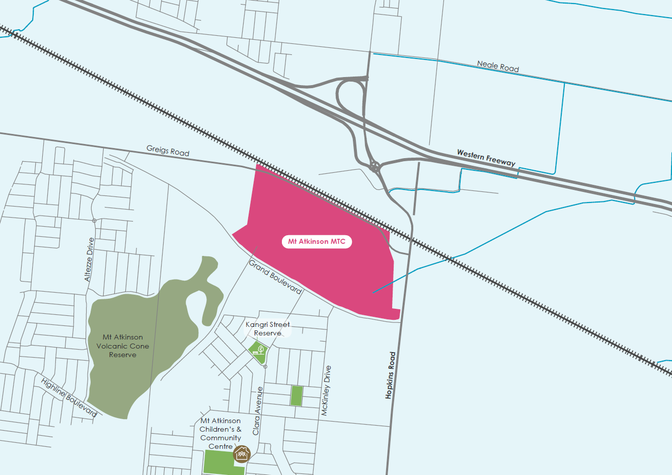 Map showing location of where the Mt Atkinson Major Town Centre will be located